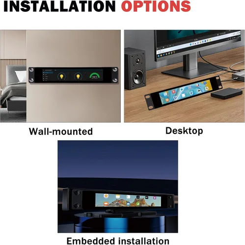 Miniatura 9 de GeeekPi Pantalla táctil LCD de 6.91 pulgadas 1424x280 1U Monitor de montaje en rack para DeskPi RackMate T0/T1/T2/T0 Plus/T1 Plus/TL1 gabinete