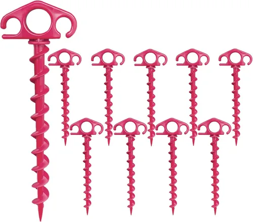 Miniatura 17 de Estacas de Anclaje para Tienda de Campaña Atornillables, Paquete de 6 Estacas de Arena para Playa de 9.4 Pulgadas, Clavijas Espirales Resistentes