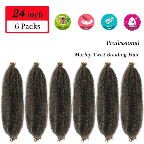 Miniatura 2 de Marley Twist - Cabello trenzado 1b/27 Afro Spring Cuban Twist Hair de 24 pulgadas, cabello trenzado trenzado trenzado jamaicano, extensiones