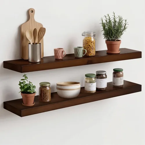 Miniatura 39 de Homeforia Estante flotante blanco de 48 pulgadas, estantes flotantes de madera maciza de alta gama de 48 pulgadas de largo para montaje en pared