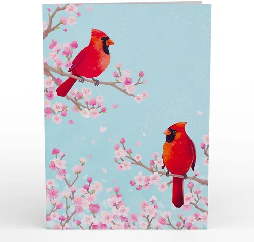 Miniatura 3 de Lovepop Tarjeta Pop-Up Diaria para Ella - Tarjetas de Felicitación 3D para Niñas, Mujeres - Cesta de Flor de Cerezo con Cardenales - Tarjeta
