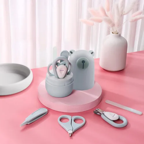 Miniatura 2 de Juego de aseo para bebés 6 en 1, cepillo y peine de madera natural, cortaúñas, tijeras de uñas, lima de uñas y pinzas para niños y recién nacidos