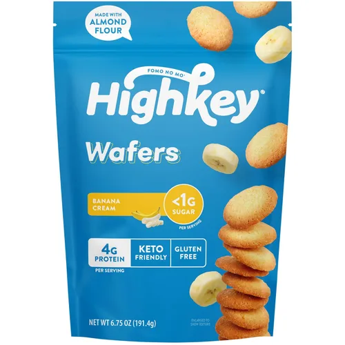 Miniatura 7 de HighKey Galletas sin azúcar, oblea de vainilla, paquete de 3 bocadillos cetogénicos bajos en carbohidratos, postre sin gluten, aperitivos