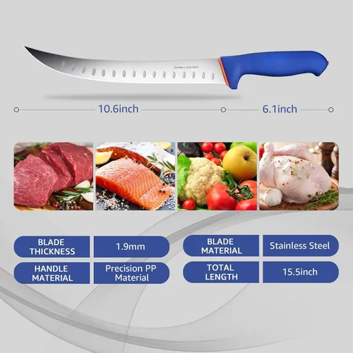 Miniatura 7 de DRAGON RIOT Cuchillo para romper carnicero de alta calidad, cuchillo de cimro curvo de 10 pulgadas, cuchillo de carnicero para cortar carne
