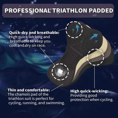 Miniatura 4 de Triathlon Suits Mens One-Piece Sleeveless Trisuits Skin Wet Suit for Running Cycling Swimming 2-Negro - Anaranjado