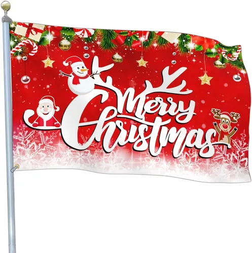 Banderas de Navidad de 3 x 5 para exteriores, decoraciones navideñas divertidas para patio, banderas de patio para exteriores, de doble cara,