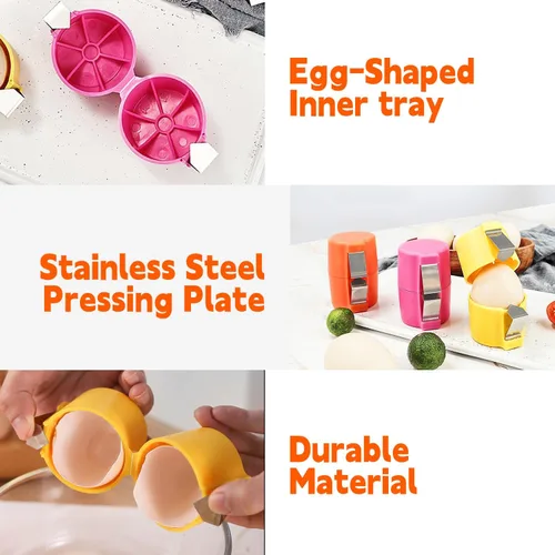 Miniatura 4 de Separador de huevos de 3 piezas para huevos crudos, pelador de huevos duros, separador de huevos, corte rápido de huevos cocidos, cortador