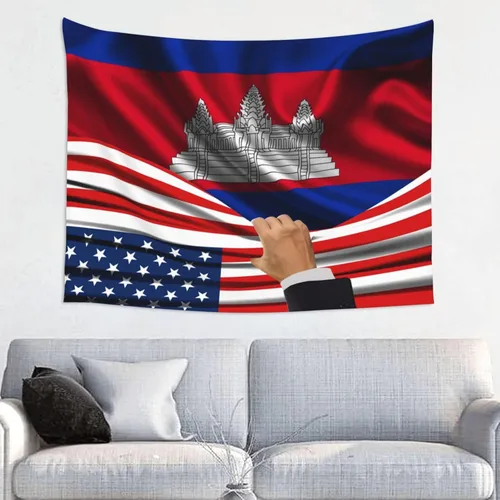 Miniatura 14 de Tapiz decorativo para pared, diseño de bandera estadounidense y bandera de Belice, manteles de arte hippie de 29 x 37 pulgadas para dormitorio, sala