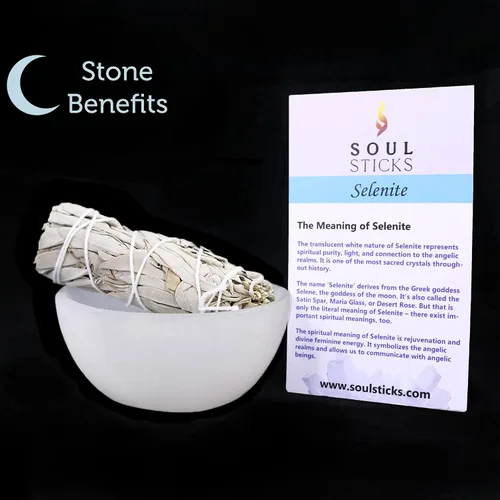 Miniatura 4 de Soul Sticks Cuencos de cristal de selenita para manchas, curación y recarga de cristales, cuenco de selenita pura y estación de carga de cristal