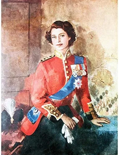 Miniatura 6 de Wee Blue Coo Pintura de la reina Isabel II Militar Regalia Retrato Artístico Marco Grande Póster Decoración de Pared 18 x 24 pulgadas