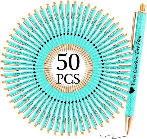 Miniatura 70 de Bolígrafos con purpurina personalizados con nombre, bolígrafos bonitos y bonitos personalizados, bolígrafos retráctiles de tinta negra, suministros