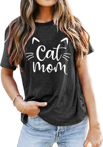 Miniatura 2 de Camisas de mamá de gato para mujer, camisetas de gato y mamá, regalos para amantes de las mascotas, camisetas divertidas con gráficos de gatos