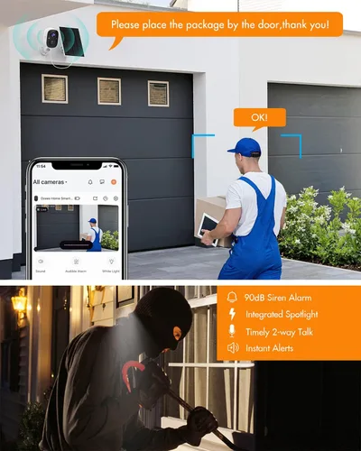 Miniatura 2 de Dzees Actualización de cámara solar de seguridad para exteriores inalámbrica, cámaras de seguridad inalámbricas para exteriores con panel solar
