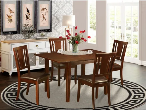 Miniatura 6 de East West Furniture PSDU5-MAH-LC - Juego de comedor de 5 piezas que incluye una mesa de comedor rectangular con hoja de mariposa y 4 sillas