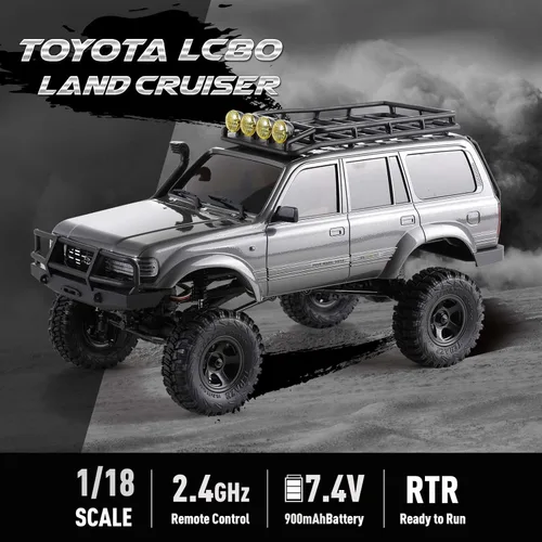 Miniatura 2 de EAZYRC FCX18 1/18 Land Cruiser LC80 Toyota RC Rock Crawler RTR 4x4 Todo Terreno Impermeable Grado Hobby RC Camiones RC Coche para Adultos y Gris