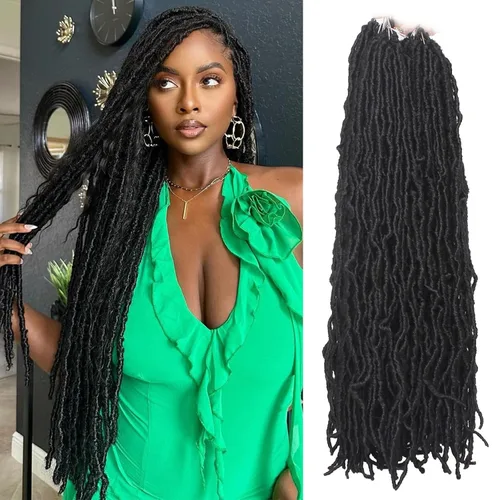 Miniatura 42 de ZRQ Extensiones de cabello sintético de ganchillo de 36 pulgadas, 3 paquetes, color negro natural, preenlazadas, largas, de diosa, sintéticas, 1b#