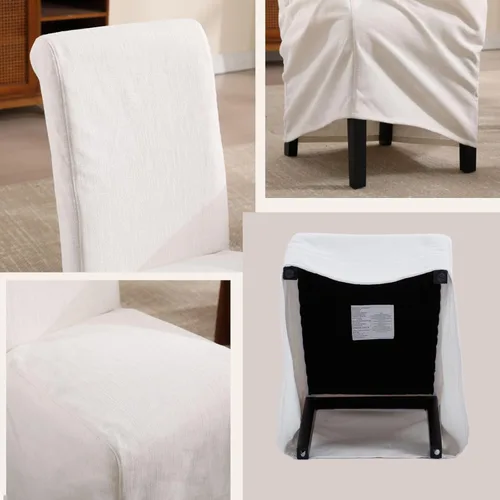 Miniatura 9 de Parsons - Juego de 2 sillas de comedor tapizadas con falda extraíble lavable, sillas de cocina con respaldo alto y patas de madera maciza, tela