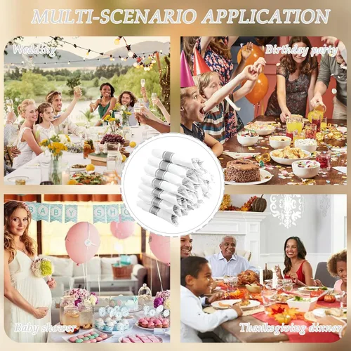 Miniatura 7 de Supernal Paquete de 120 cubiertos de plástico plateado, cubiertos de plástico enrollado, servilletas preenrolladas con juego de cubiertos, juego