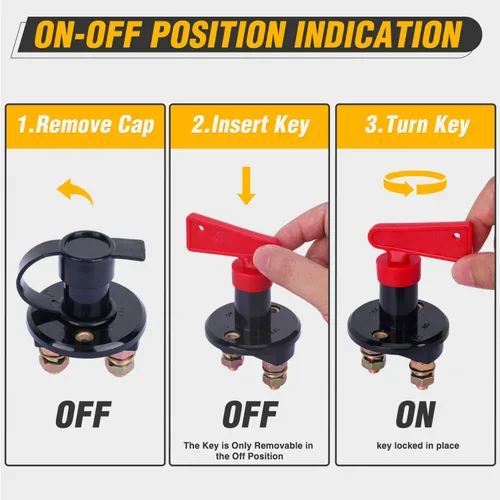 Miniatura 4 de Nilight Battery Disconnect Switch with Waterproof Key and Cover 12V 24V On Off Battery Master Isolator Cut Off Power Kill Switch for Car Marine Boat