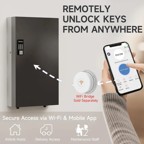Miniatura 5 de WeHere Caja de bloqueo inteligente de 360 teclas, gabinete de llaves de montaje en pared con aplicación de gestión de llaves