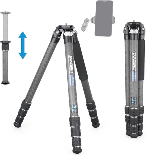Miniatura 11 de Trípode de viaje portátil súper profesional KT284C de fibra de carbono para cámara DSLR, soporte compacto resistente, soporte de soporte de tubo