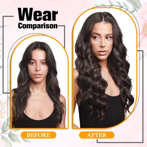 Miniatura 6 de Senmy Extensiones de cabello humano real con broches, doble trama, 4.23 onzas, 7 unidades, extensiones de cabello humano Remy grueso con clip