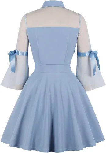 Miniatura 2 de Wellwits vestido vintage de cóctel gótico de manga larga para mujer