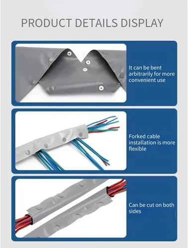 Miniatura 8 de Funda de cable con botón a presión, protector de cable de 0.984 in de diámetro, ignífugo, manga de gestión de cables de PVC, manga protectora