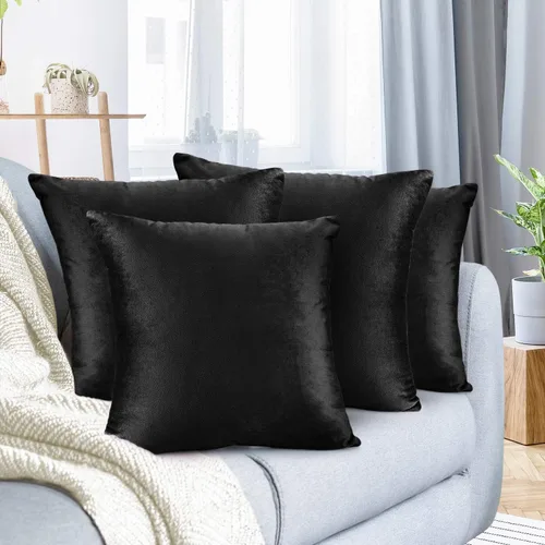 Nestl Fundas de cojín decorativas de terciopelo, acogedoras para exteriores, 20x20 pulgadas, suaves y lisas para sofá, cama y automóvil, juego de 4