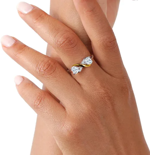 Miniatura 58 de Gemstone Birthstone and Lab Grown Diamond Accents Eternal Love Infinity Ring for Women 925 Silver and 10K Yellow Gold Heart Shape 5MM & Round