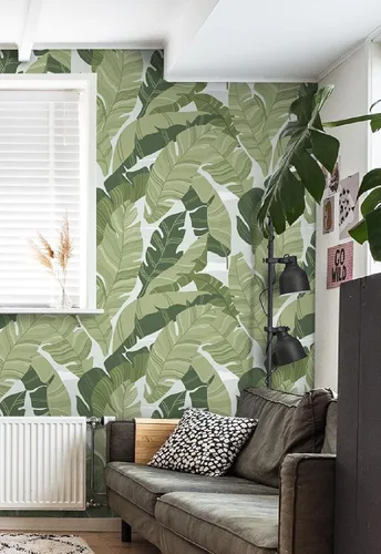 Miniatura 8 de Papel tapiz para despegar y pegar, hojas verdes, papel tapiz de palmeras tropicales, 16.1 x 118 pulgadas, papel de contacto extraíble autoadhesivo