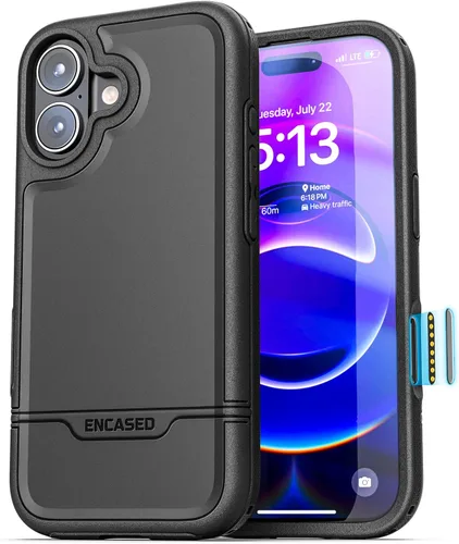 Miniatura 26 de ENCASED Funda a prueba de golpes compatible con iPhone 14, funda ultra protectora resistente para teléfono, serie Rebel (negro)