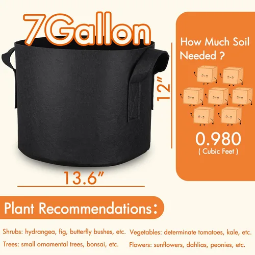 Miniatura 2 de Gardzen - Paquete de 10 bolsas de cultivo de 7 galones, macetas de tela de aireación engrosadas de 300 g con asas, macetas de tela resistentes