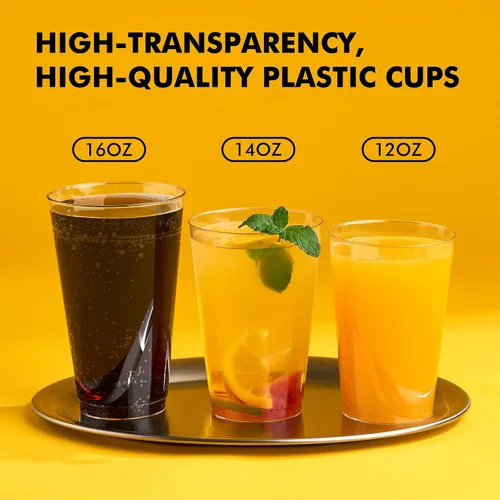 Miniatura 7 de RACETOP Vasos de plástico desechables transparentes de 9 onzas, paquete de 50 vasos de plástico transparente, vasos de fiesta resistentes, vasos
