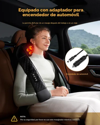 Miniatura 5 de Masajeador Shiatsu para Cuello y Espalda con Calor, Masajeador para Cuello y Hombros, Masaje de Amasamiento de Tejidos Profundos 4D para Piernas