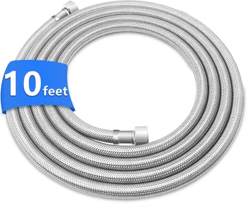 Miniatura 9 de 4FT Stainless Steel Braided Water Supply Line for Dishwasher, Brass 3/8 Inch Compression x 3/8 Inch Compression Connections, Food Grade PEX Inner