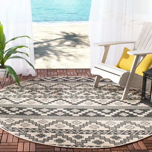 Miniatura 40 de SAFAVIEH Alfombra lavable para exteriores, colección Veranda – Alfombra de pasillo de 2.3 x 6 pies, color azul y crema, no desprende pelusa y fácil