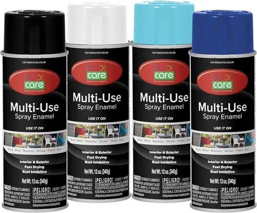 Miniatura 32 de Pintura en aerosol, 12 onzas, paquete de 6 (mezcla de colores cálidos: blanco brillante, rojo rubí, naranja, amarillo, marrón, negro brillante)