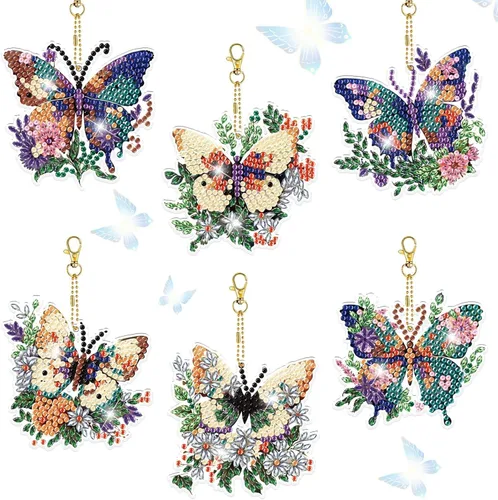 Miniatura 8 de YUE ZHE 16 PCS Kits de Arte de Diamante de Navidad para Adultos, Llaveros de Arte de Diamante Doble Cara, Llaveros de Pintura 5D de Navidad DIY