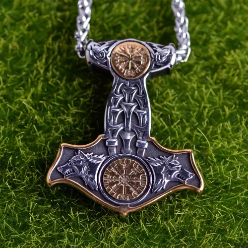 Miniatura 6 de Collar de martillo de Thor vikingo nórdico Mjolnir para hombre, joyería de talismán