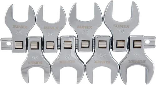 Miniatura 6 de Sunex Tools 9740A juego de llaves de pata recta 1/2 pulg. métrico gigante, 34mm - 46mm, totalmente pulido, 7 piezas (incluye riel de almacenamiento)