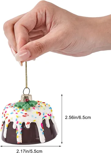 Miniatura 2 de Adornos de vidrio 3D para árbol de Navidad - Adornos de árbol de Navidad de pastel de chocolate para decoración de Navidad para decoración del hogar