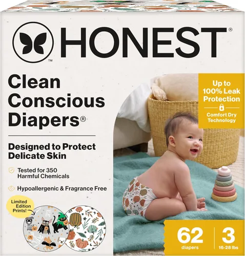 Miniatura 40 de The Honest Company Clean Conscious - Pañales para pieles delicadas, hasta un 100% a prueba de fugas, hipoalergénicos, sin fragancia, género neutro