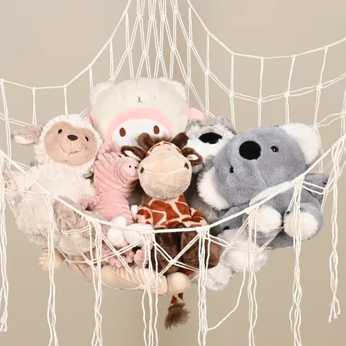 Miniatura 3 de Hamaca grande de almacenamiento de animales de peluche, red de juguetes de peluche, organizador colgante de esquina, juguetes de malla
