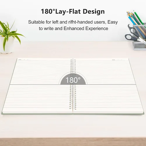 Miniatura 5 de RETTACY Cuaderno espiral rayado de tamaño medio A5, 300 páginas, para la escuela, el trabajo, la escritura, el diario, papel grueso de 100 g/m²