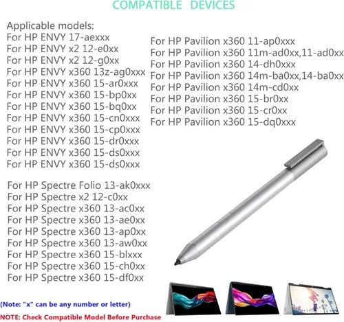 Miniatura 3 de Lápiz digital genuino para portátiles HP Envy/Spectre serie 2 en 1, compatible con MPP con sensibilidad a la presión, compatible con HP Active Pen