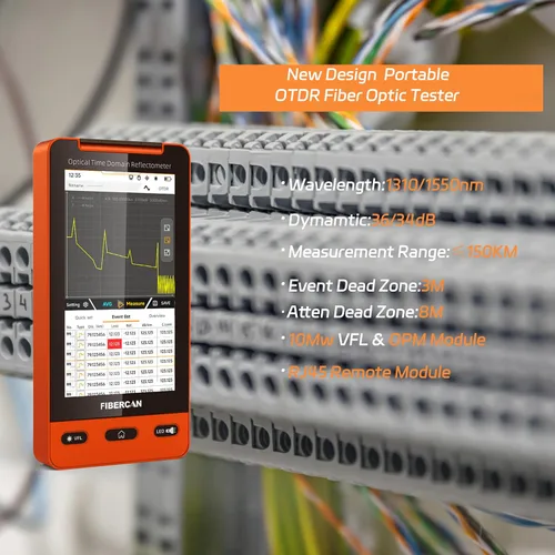 Miniatura 7 de Probador de fibra óptica OTDR 1310/1550nm 32dB/30dB 150KM multifunción OTDR VFL OPM OLS mapa de eventos RJ45 Seguimiento de cable con control remoto