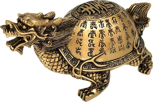 Miniatura 5 de Estatua de tortuga de dragón de Feng Shui Longevity para decoración de oficina en casa - 5 pulgadas de largo