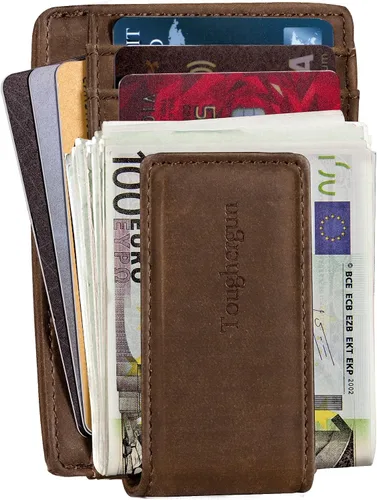 Miniatura 3 de Toughergun Cartera magnética de cuero genuino con clip para dinero con bloqueo RFID