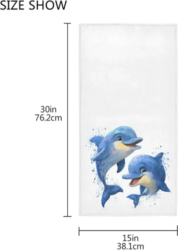 Miniatura 3 de Pfrewn Blue Dolphins - Toallas de mano de 16 x 30 pulgadas, toalla de baño de animales, ultra suave, altamente absorbente, toalla de baño pequeña